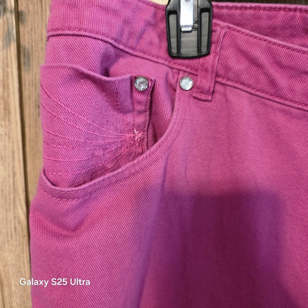 Faded Glory fushia red/dark pink embellished capri pants 26W bling Y2K? - Picture 3 of 12